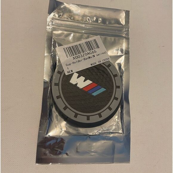 BMW Motorsports car cup Coasters in black and gray with logo Set of 2 NWT - Picture 4 of 4